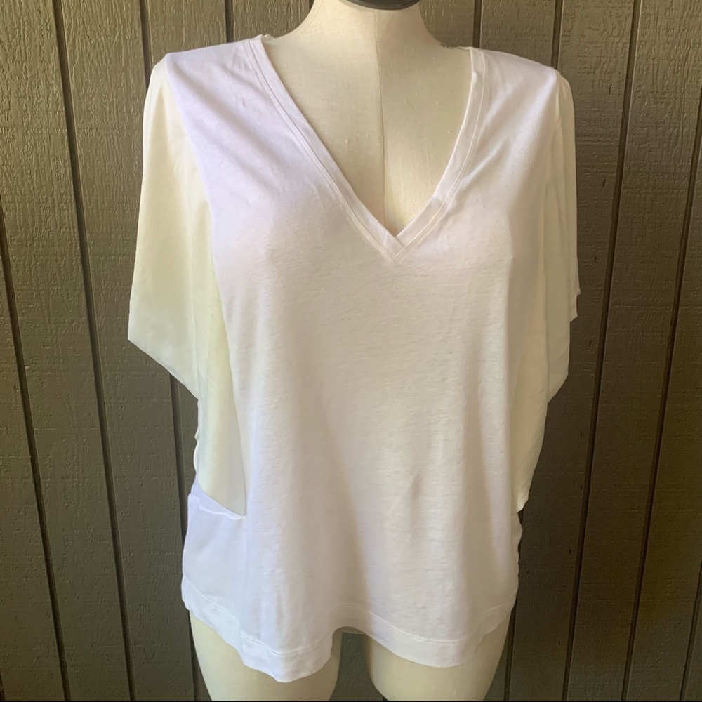 BCBG MaxAzria NWT White Dolman Sleeve V Neck Top Size Large
